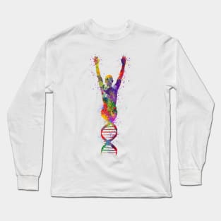 Human DNA Colorful Watercolor Genetics Gift Long Sleeve T-Shirt